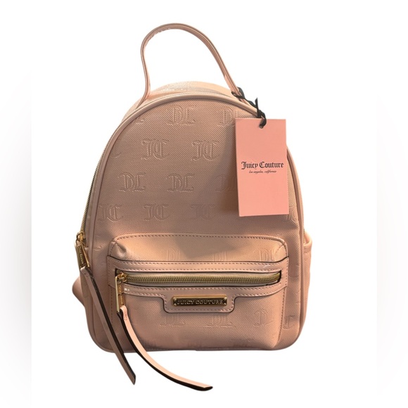 Juicy Couture Handbags - Juicy Couture Mini Backpack Light Pink Logo Embossed Faux Leather NWT